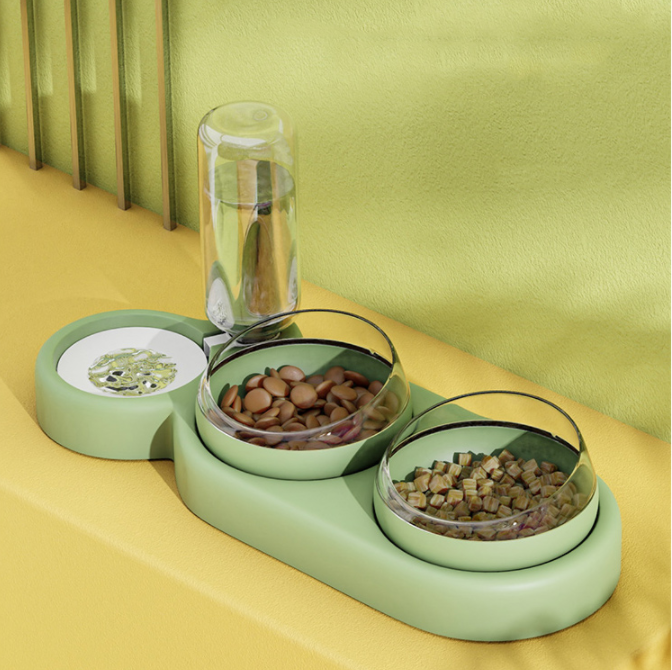 Elevated Pet Feeder & Water Fountain Stand | Dog & Cat Bowl Set