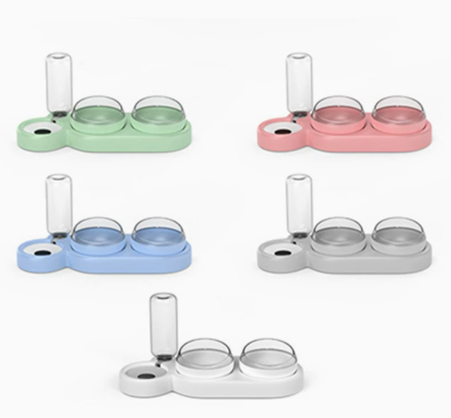 Elevated Pet Feeder & Water Fountain Stand | Dog & Cat Bowl Set