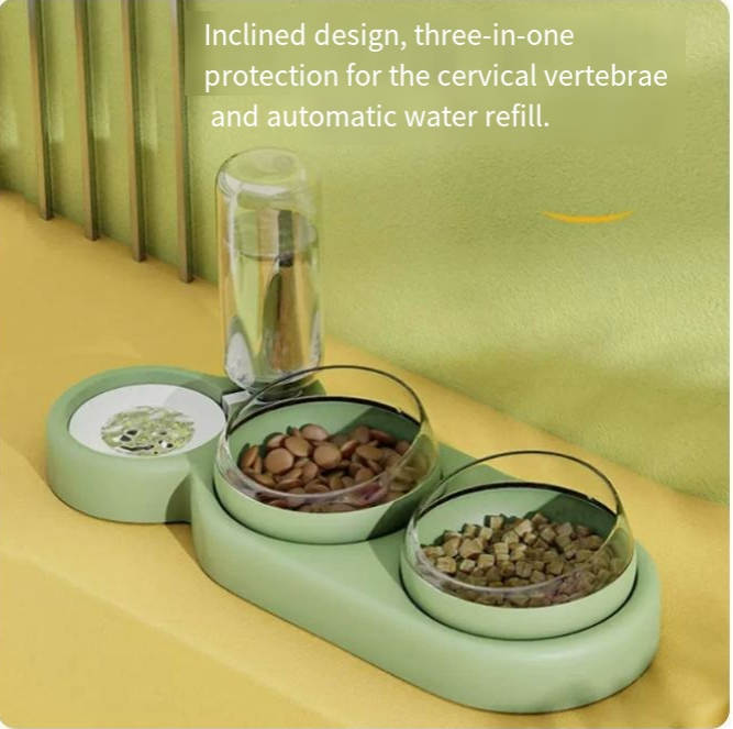 Elevated Pet Feeder & Water Fountain Stand | Dog & Cat Bowl Set